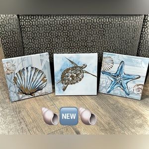 Ocean Life-Beach-Nautical Canvas Art 3pcs Set ~NEW~ Art~Canvas ~
